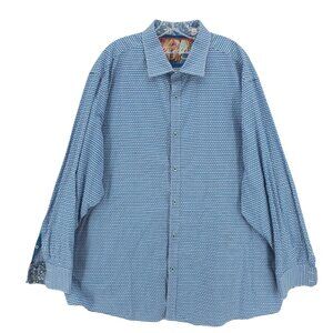 ROBERT GRAHAM Blue Green Geo Pattern Shirt Flip Cuff 100% Cotton 3XL - READ!